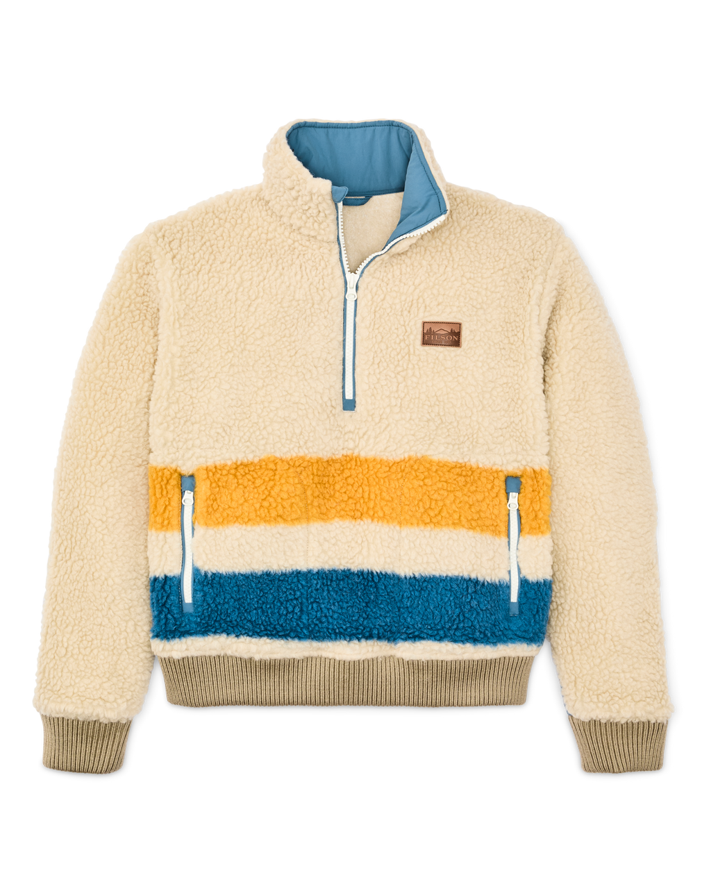 Women's Pile Fleece Popover - Yellow / Blue Blanket Stripe