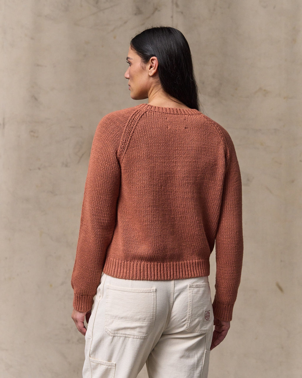 Women's Cotton Crewneck Sweater - Copper Brown