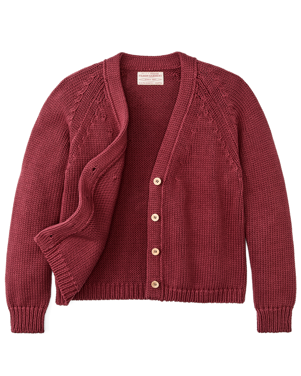 Women's Rustic Cotton Cardigan - Burgundy