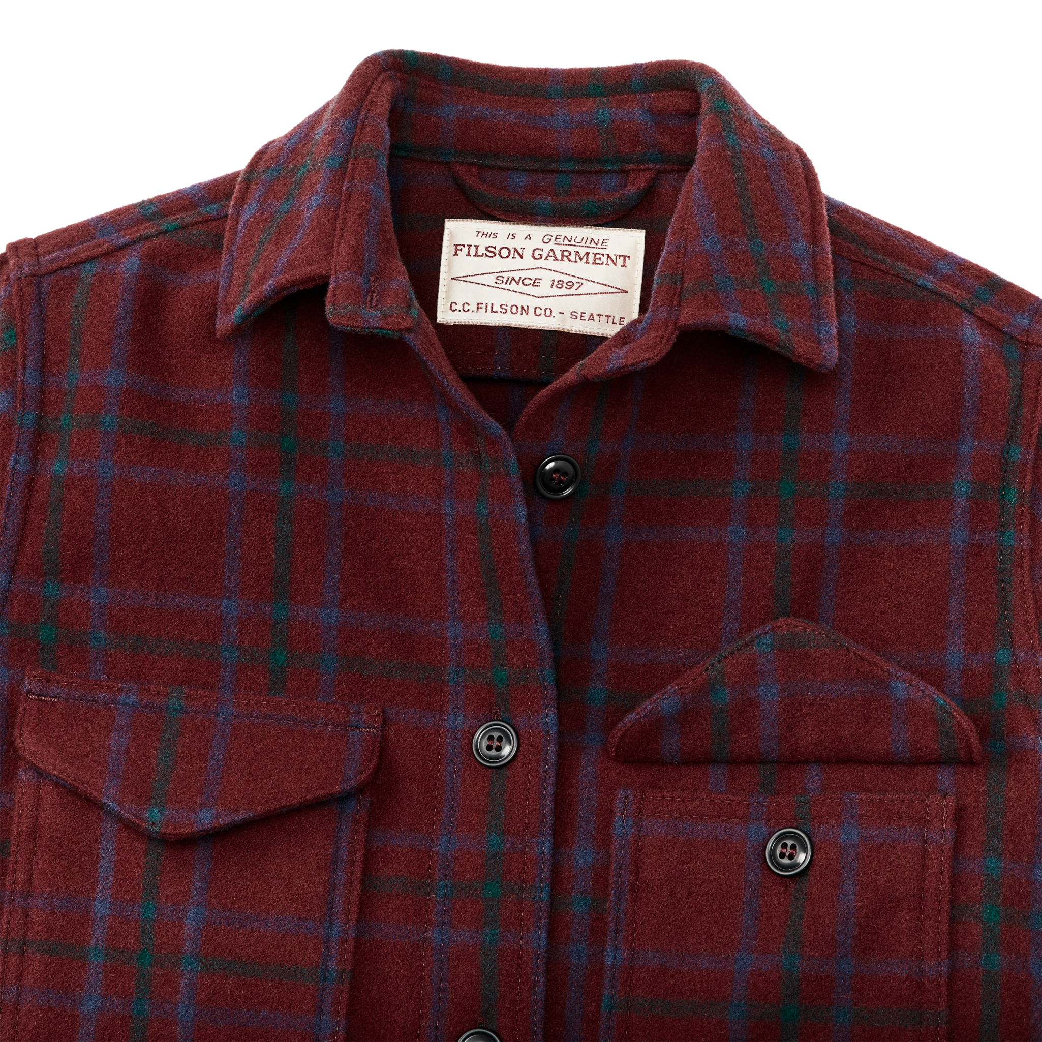 Women's Wool Jac-shirt - Deep Red Blue Green