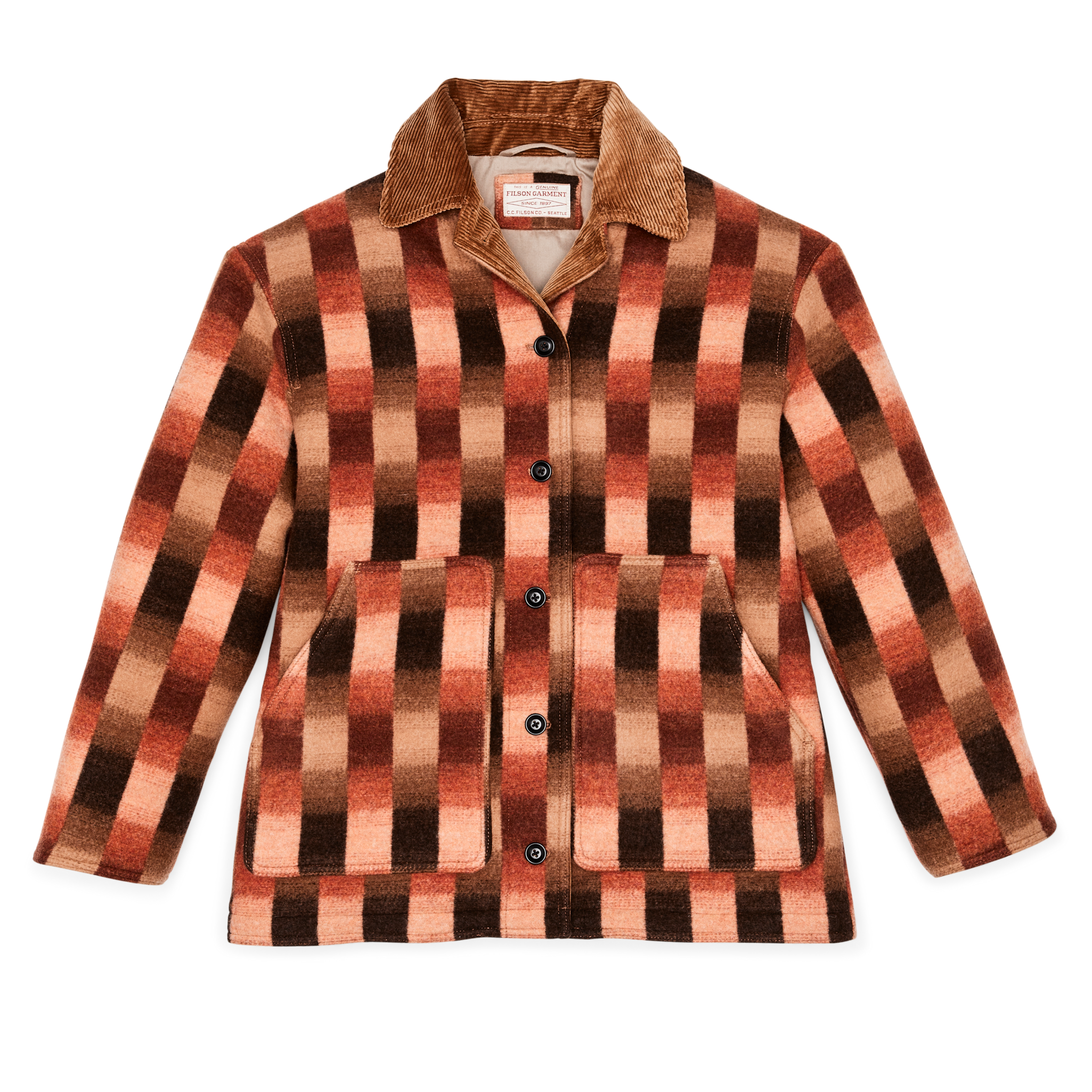 Women's Blanket Wool Barn Coat - Sunset Ombre Plaid