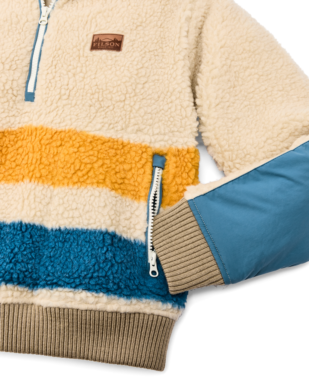 Women's Pile Fleece Popover - Yellow / Blue Blanket Stripe