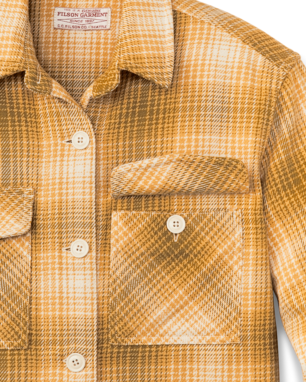 Women's Deer Island Jac-shirt - Ochre / Cream Plaid
