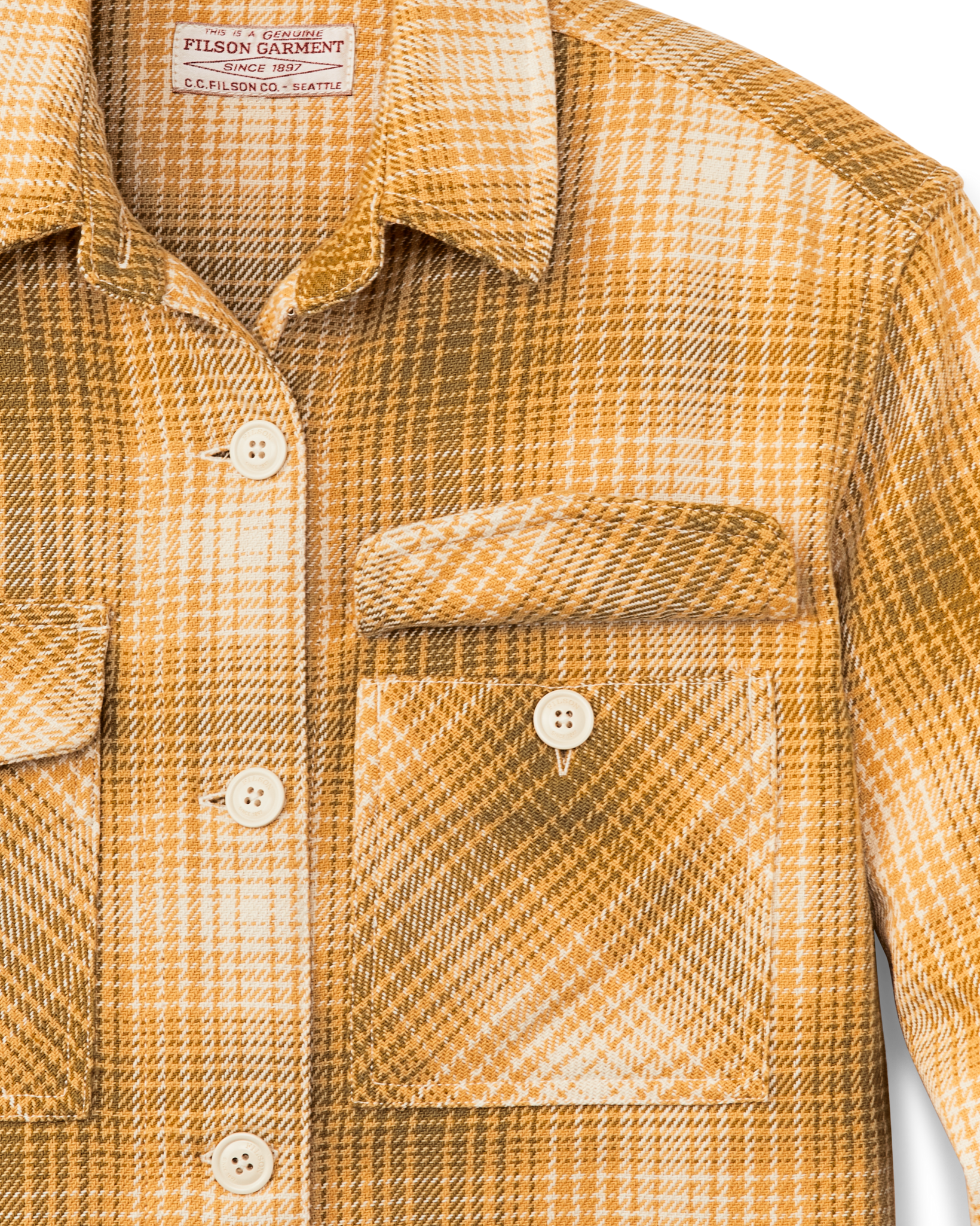Women's Deer Island Jac-shirt - Ochre / Cream Plaid