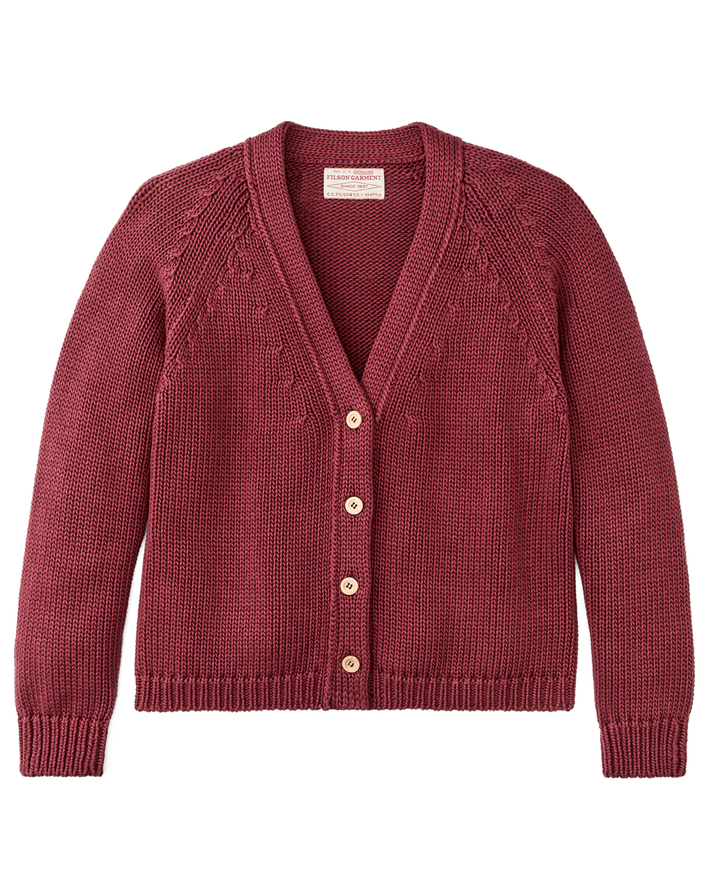 Women's Rustic Cotton Cardigan - Burgundy