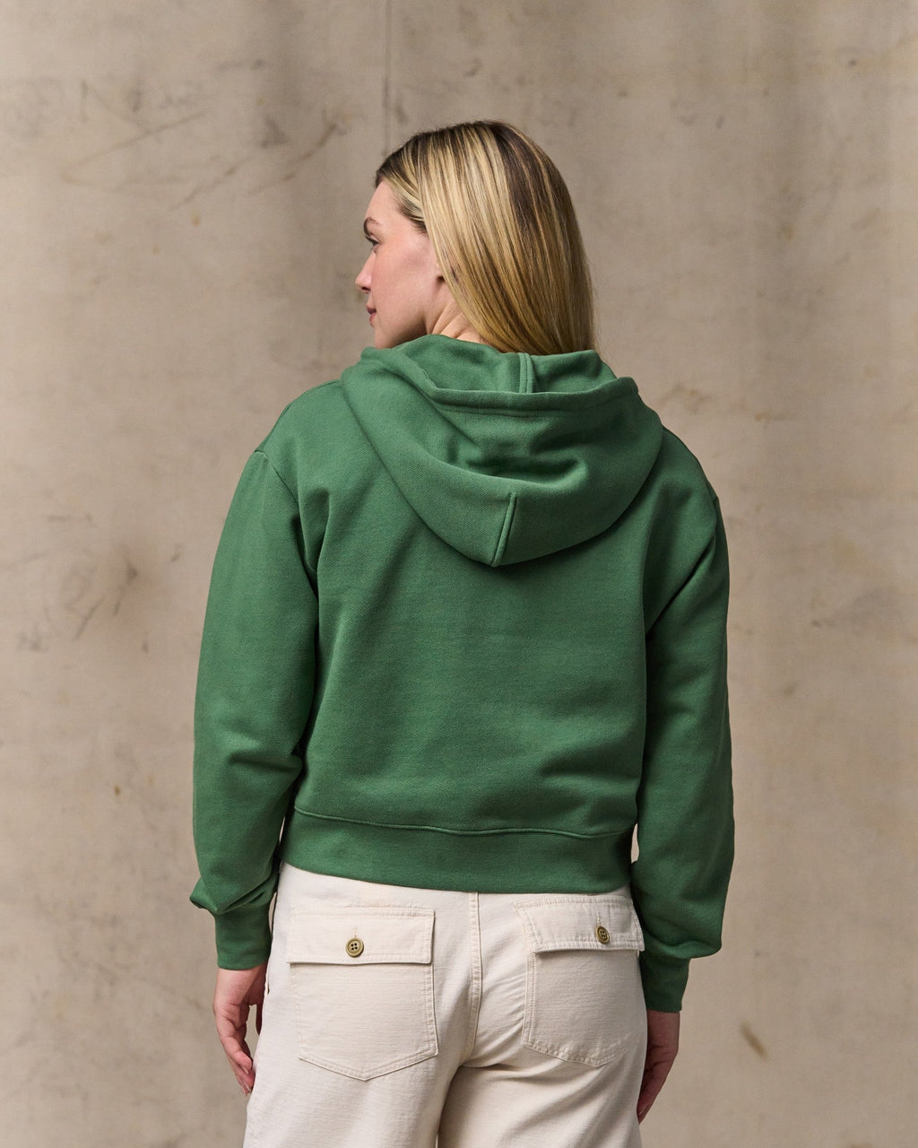 Women's French Terry Half-zip Hoodie - Light Forest