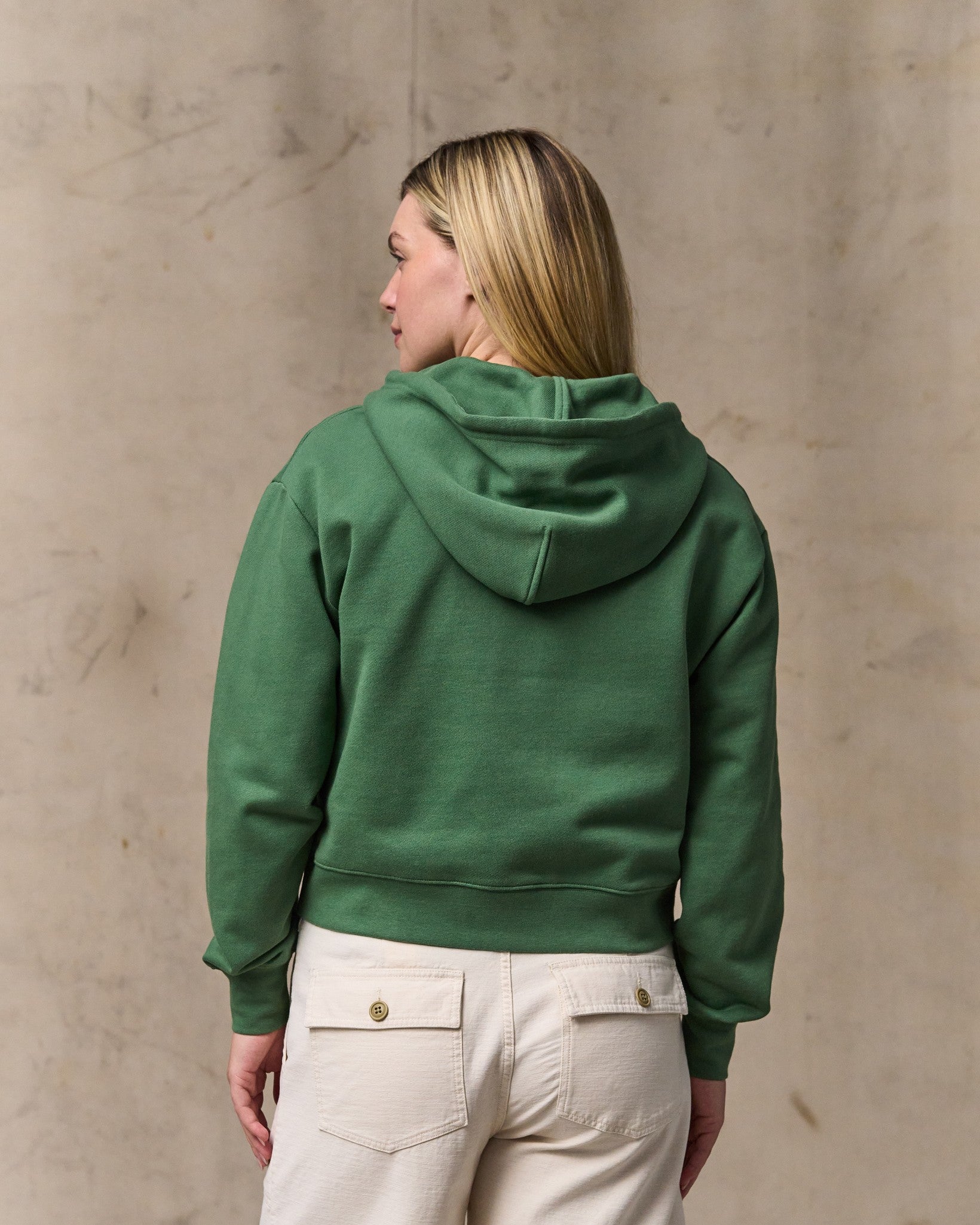 Women's French Terry Half-zip Hoodie - Light Forest