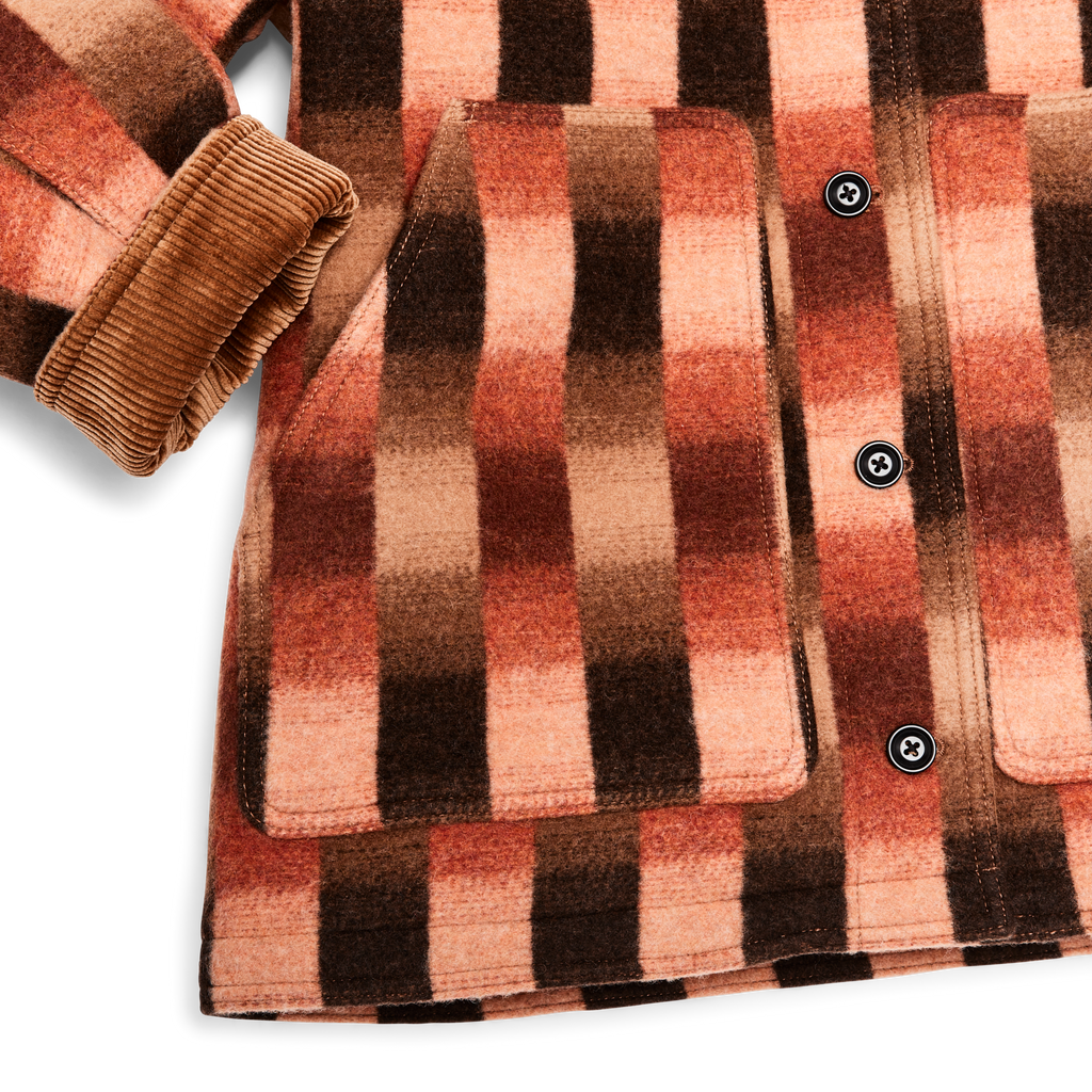 Women's Blanket Wool Barn Coat - Sunset Ombre Plaid