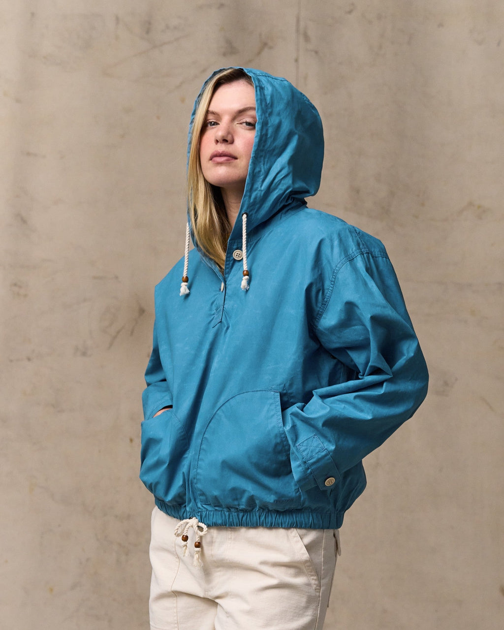 Women's Dry Wax Hooded Popover - Marine Blue