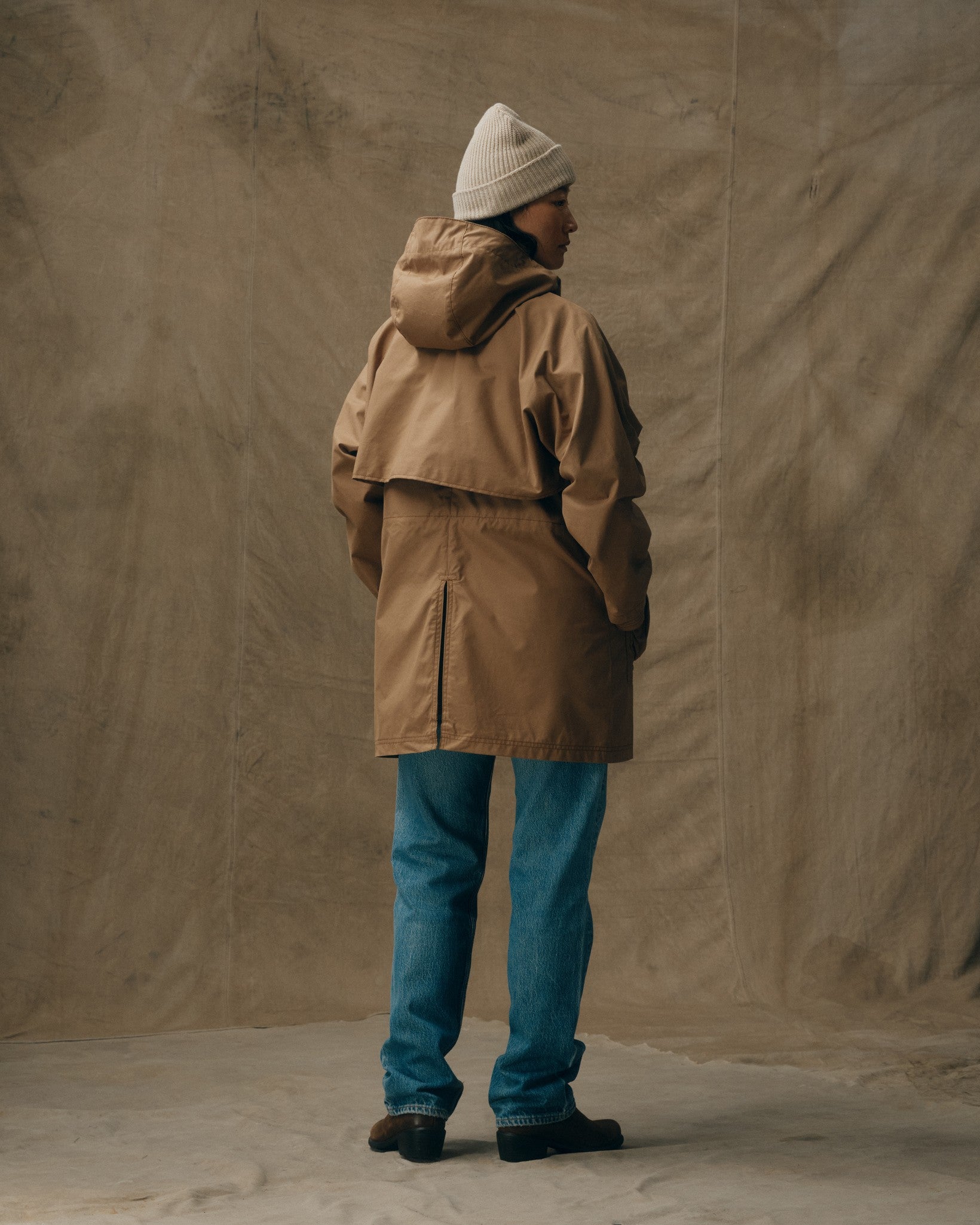 Women's Aviator Cloth Long Raincoat - Dark Tan