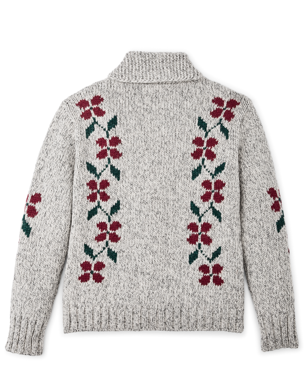 Women's Zippered Wool Sweater - Gray / Flower