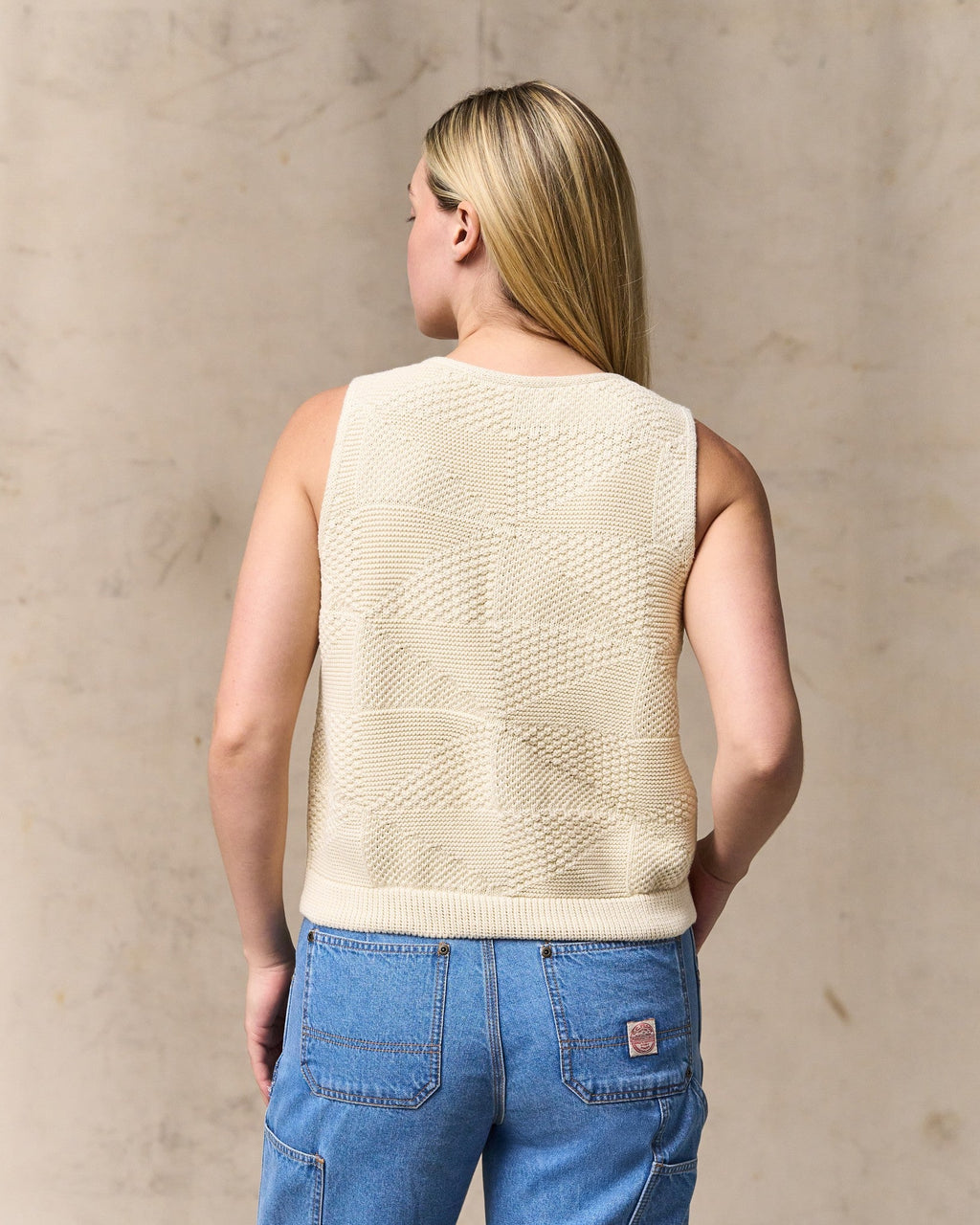 Women's Cotton Sweater Vest - Ivory