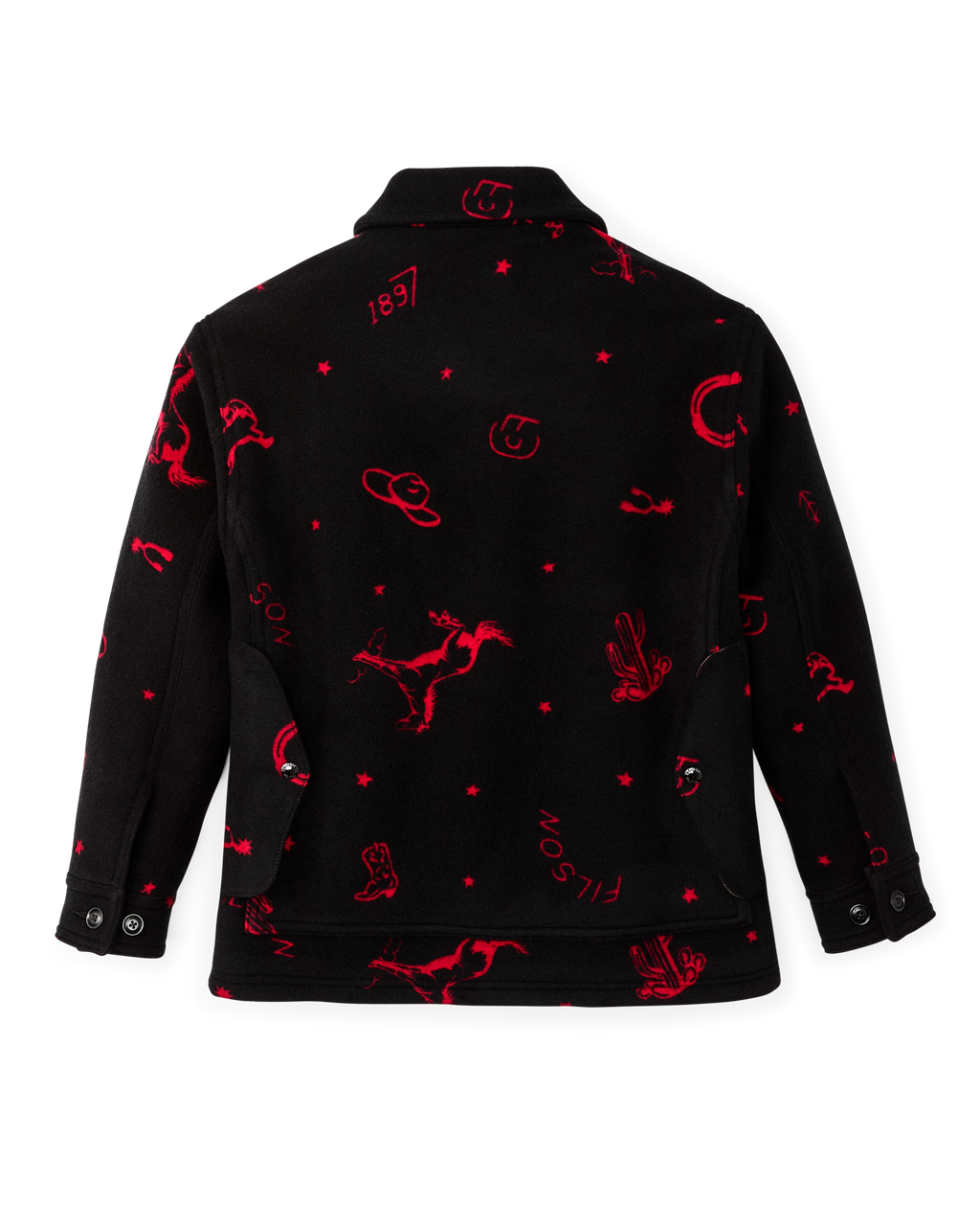 Women's Jacquard Wool Cruiser Jacket - Black / Red Western