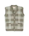 Women's Wool Cardigan Vest - Olive Check