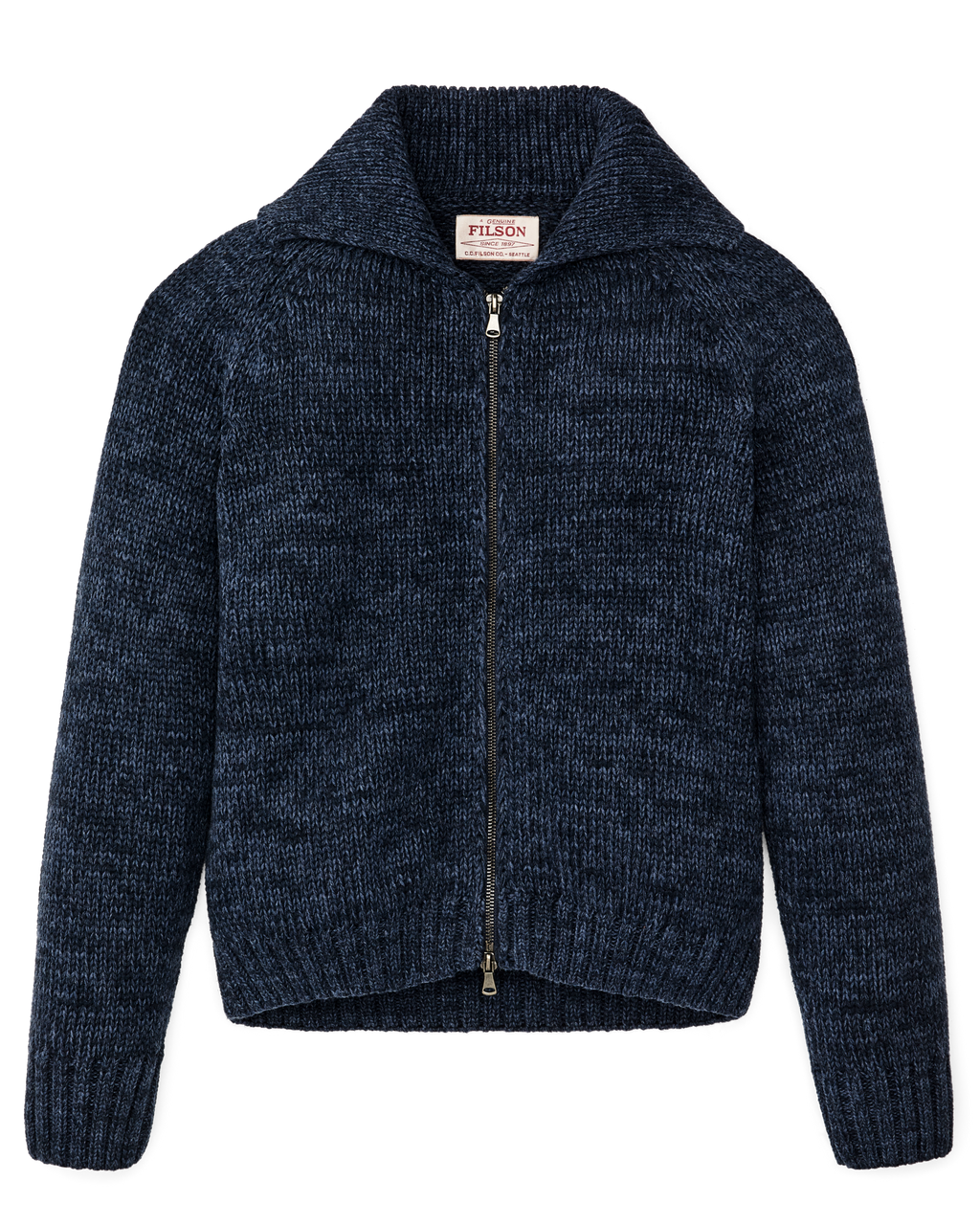 Women's Cotton Full-zip Cardigan - Navy / Marl