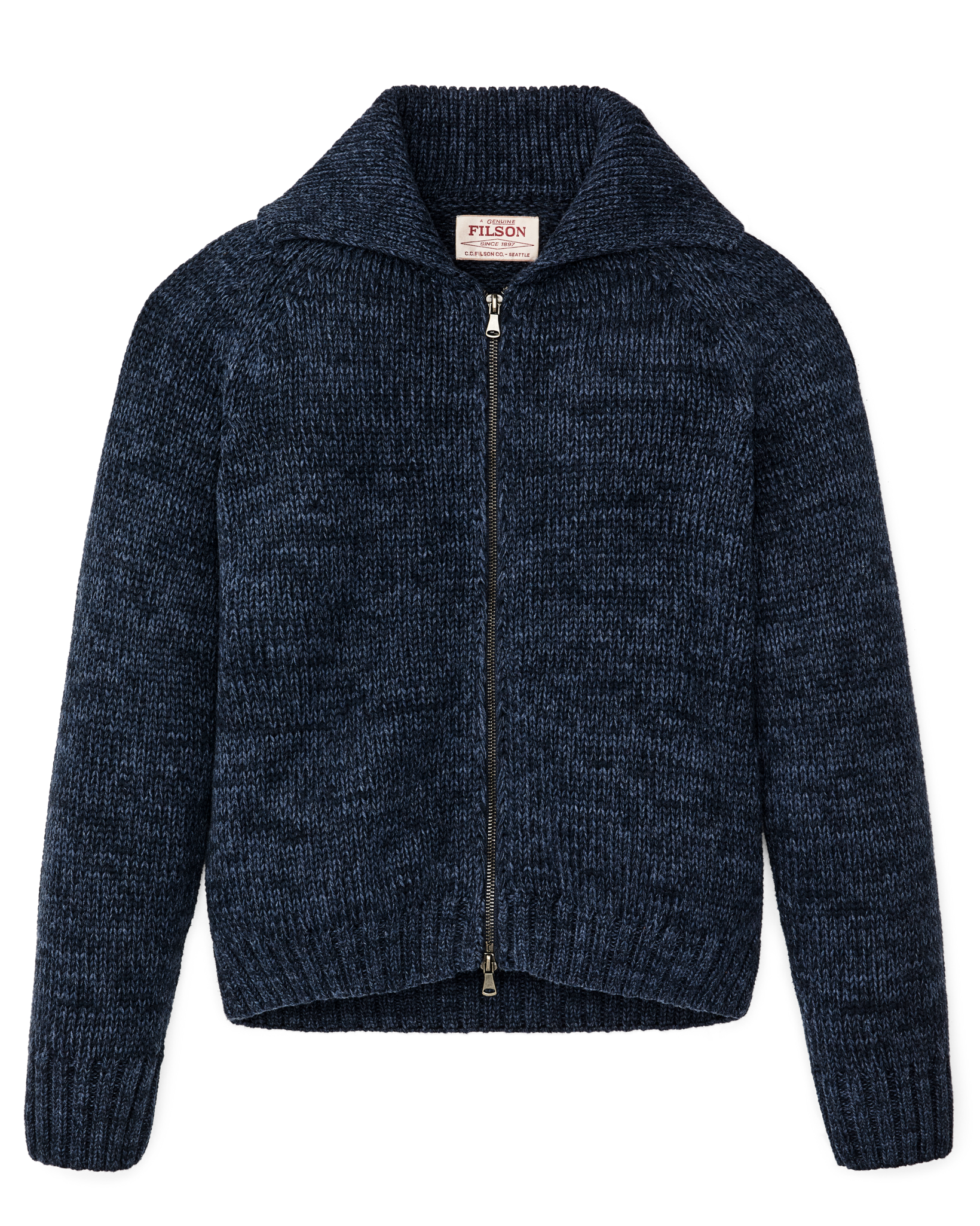 Women's Cotton Full-zip Cardigan - Navy / Marl