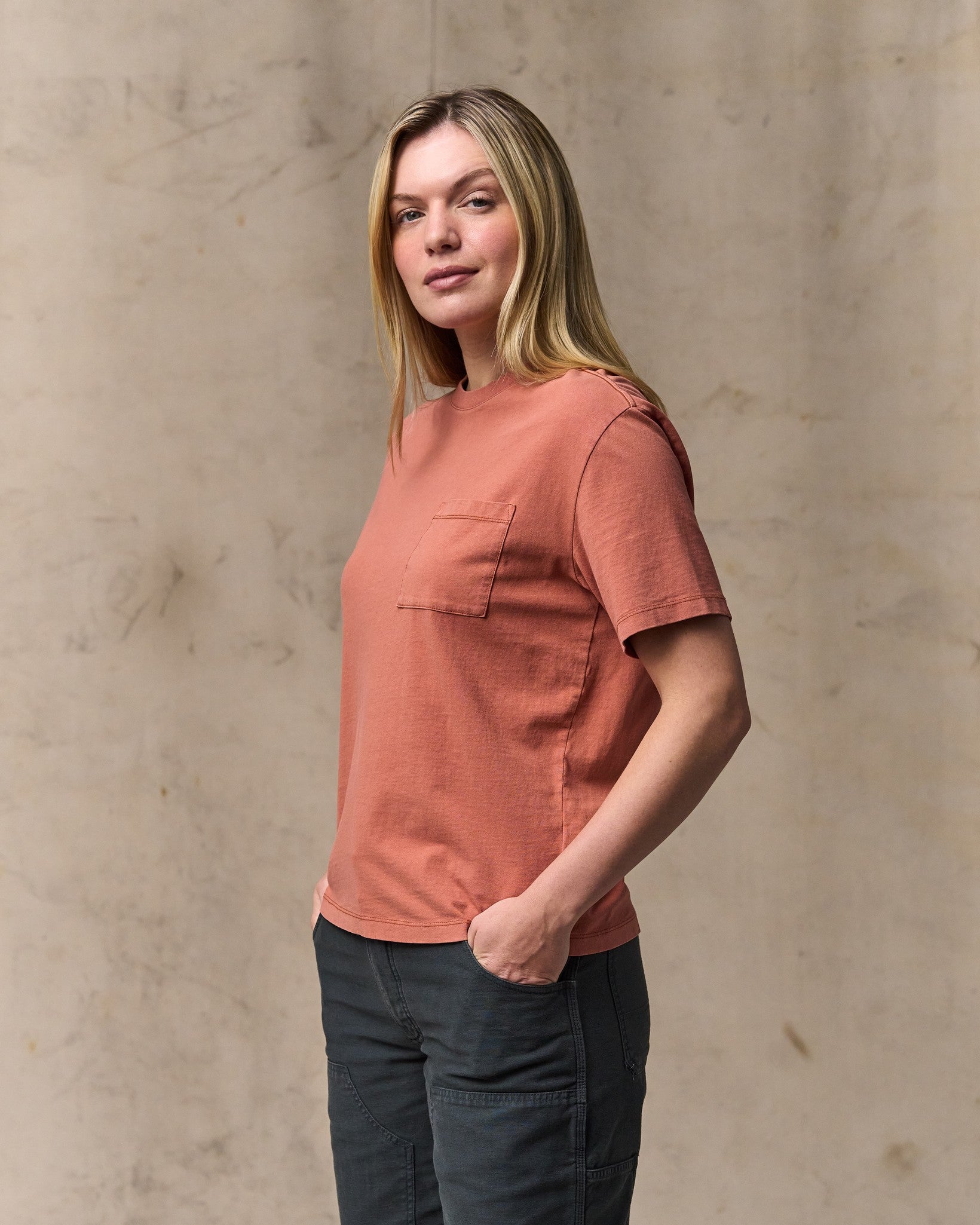 Women's Short Sleeve Pocket Tee - Copper Brown