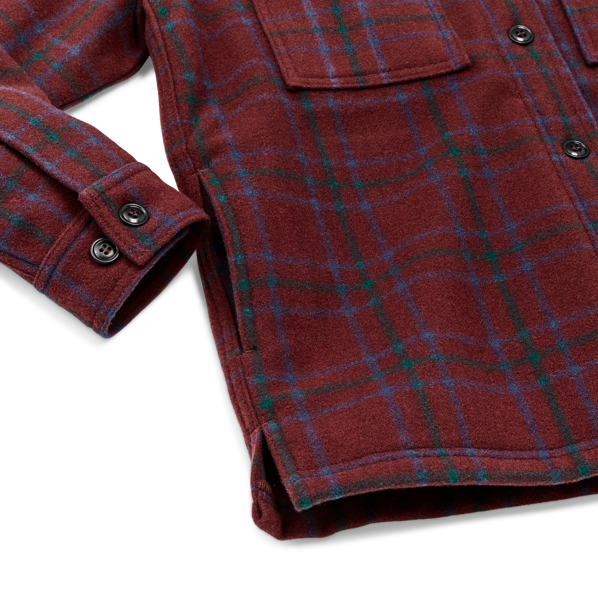 Women's Wool Jac-shirt - Deep Red Blue Green