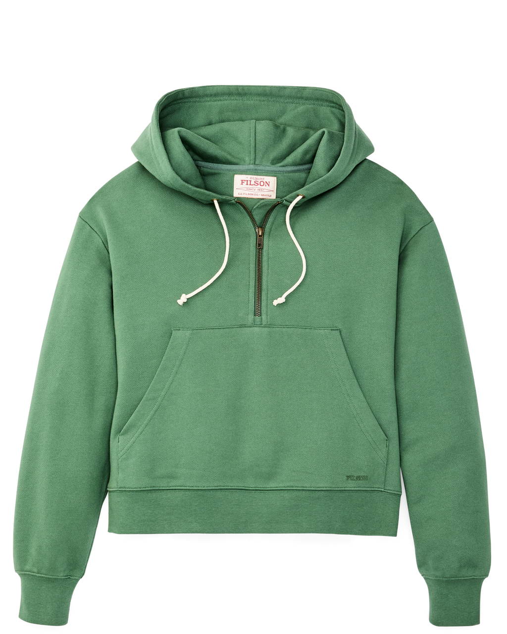 Women's French Terry Half-zip Hoodie - Light Forest