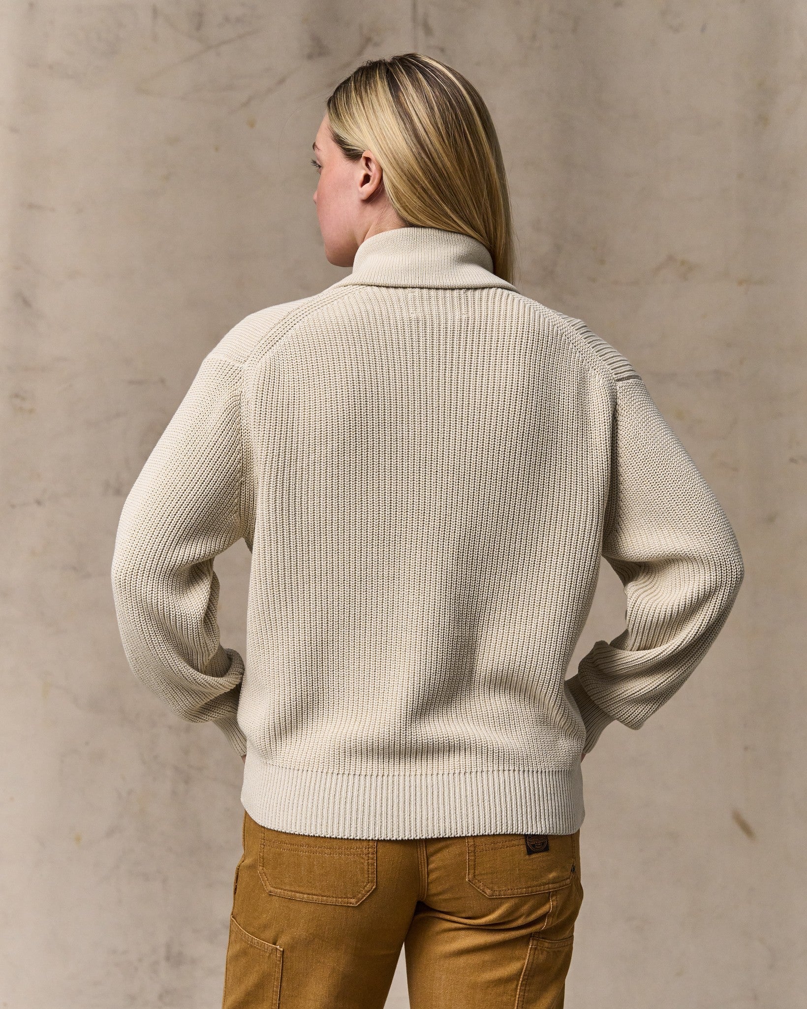 Women's Cotton Shawl Neck Cardigan - Natural