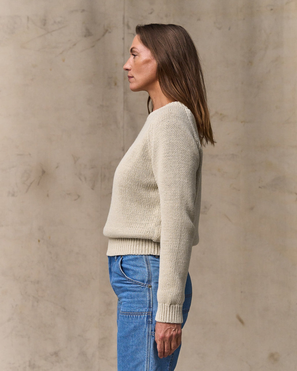 Women's Cotton Crewneck Sweater - Natural
