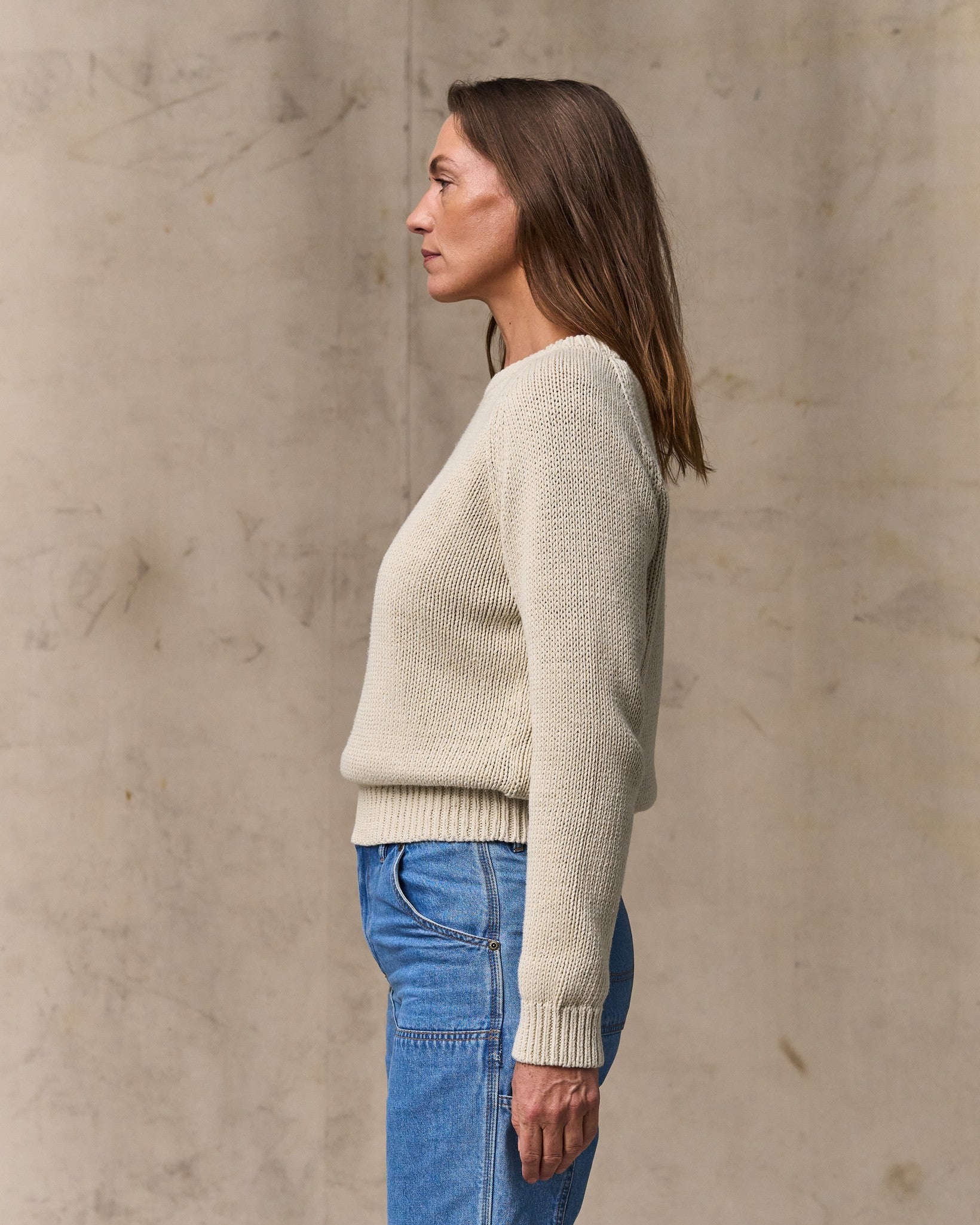 Women's Cotton Crewneck Sweater - Natural