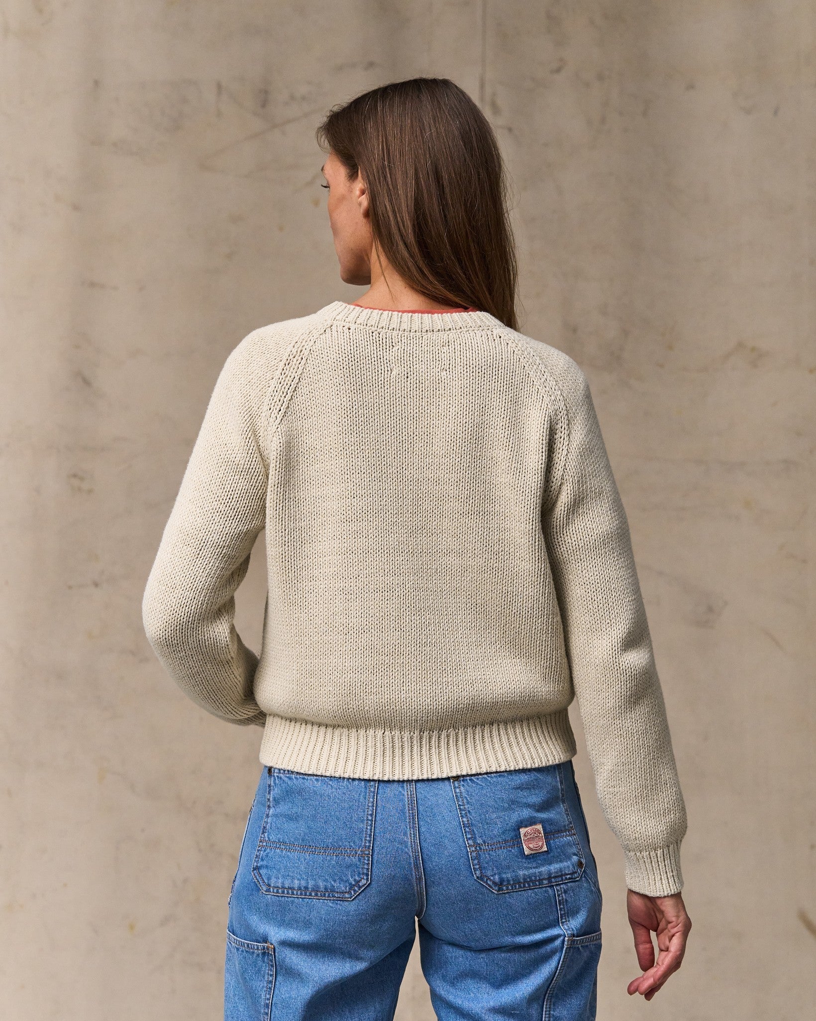 Women's Cotton Crewneck Sweater - Natural