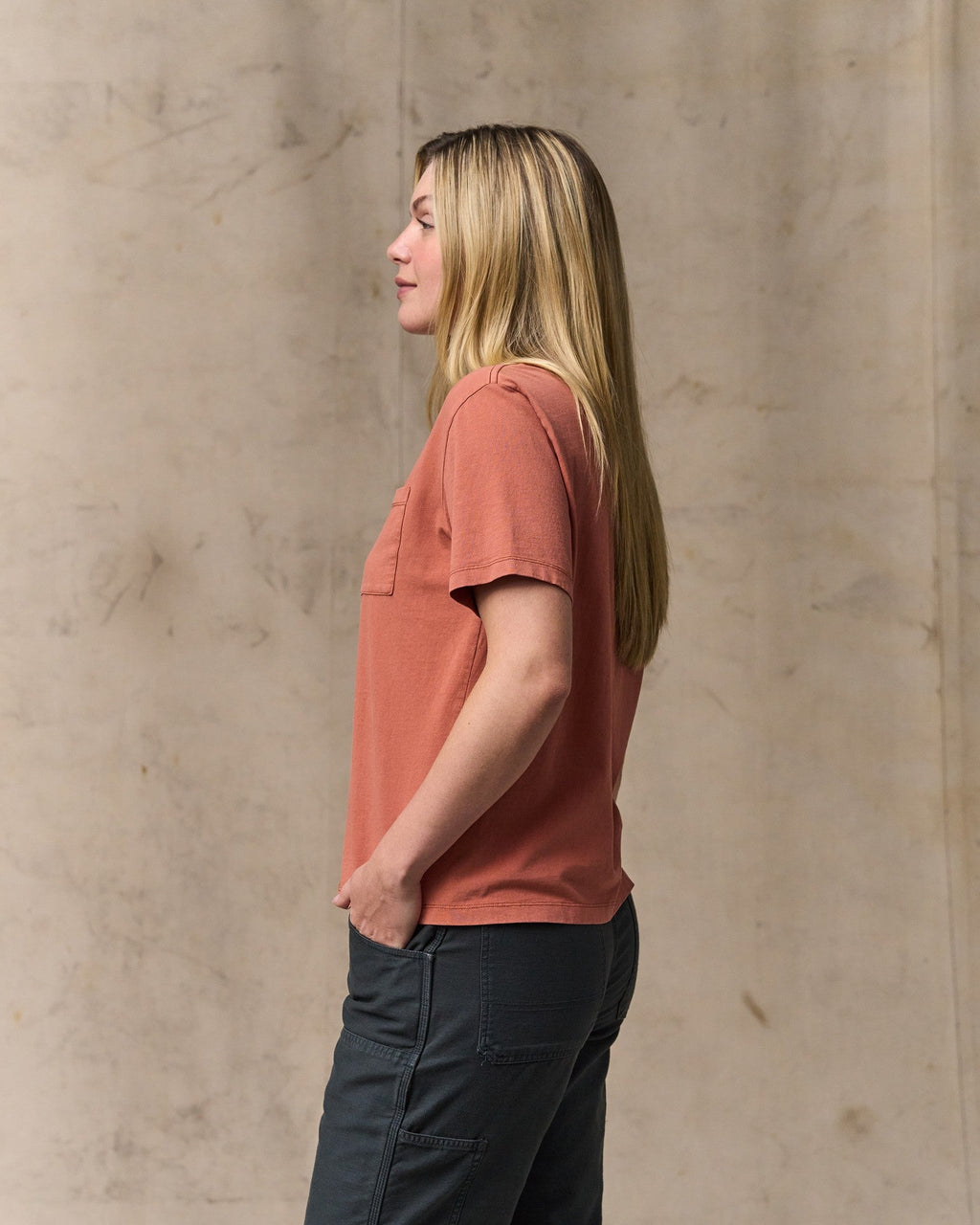 Women's Short Sleeve Pocket Tee - Copper Brown