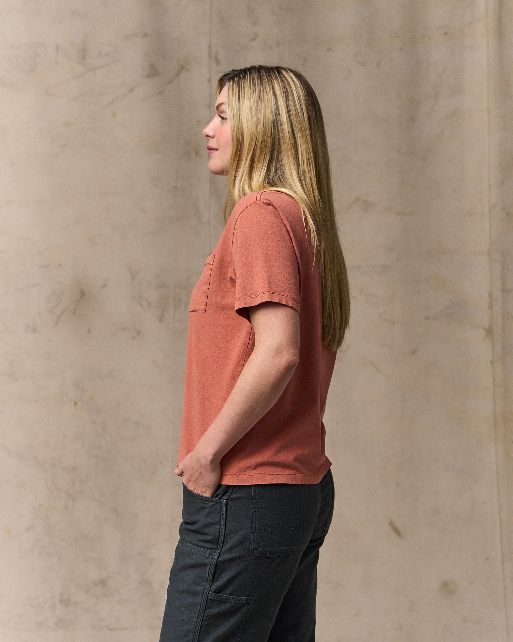 Women's Short Sleeve Pocket Tee - Copper Brown
