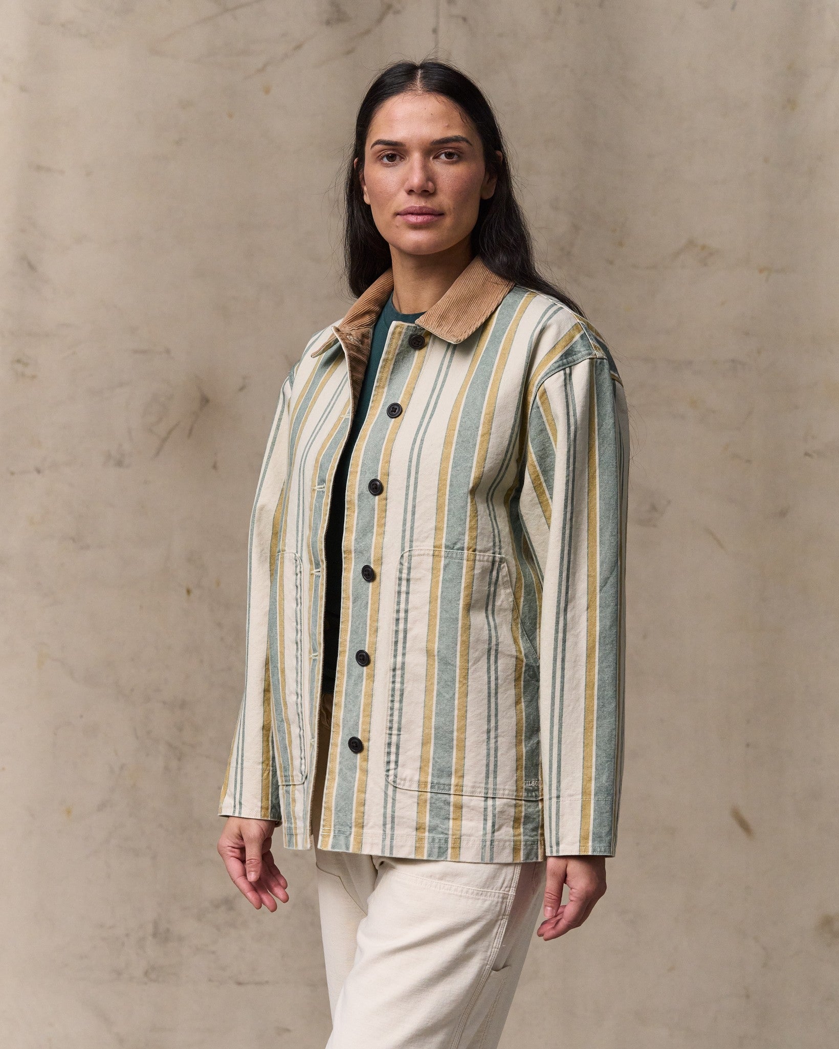 Women's Canvas Barn Coat - Natural / Yellow