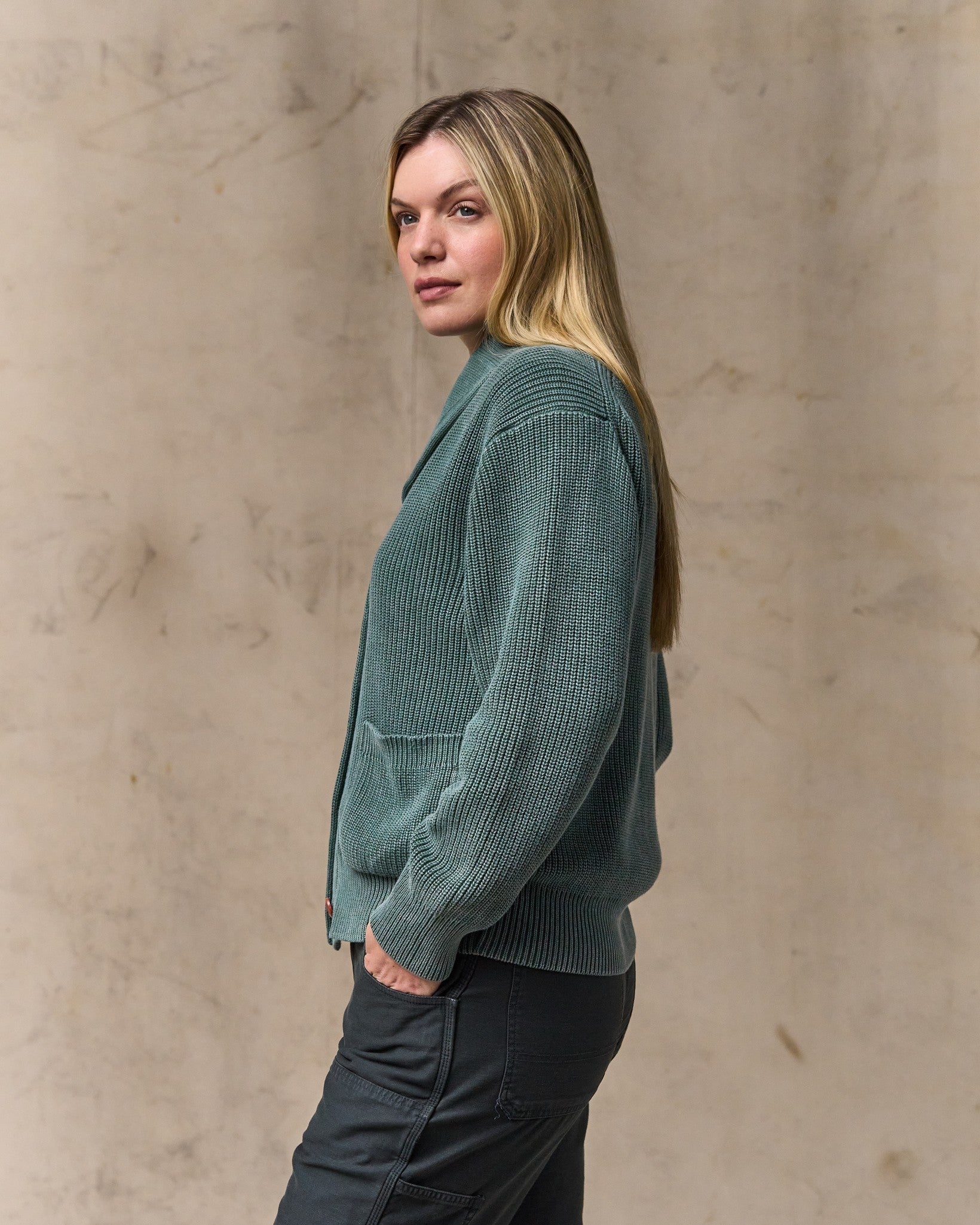 Women's Cotton Shawl Neck Cardigan - Juniper