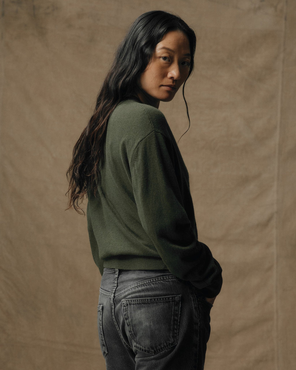 Women's Graphic Wool Sweater - Olive