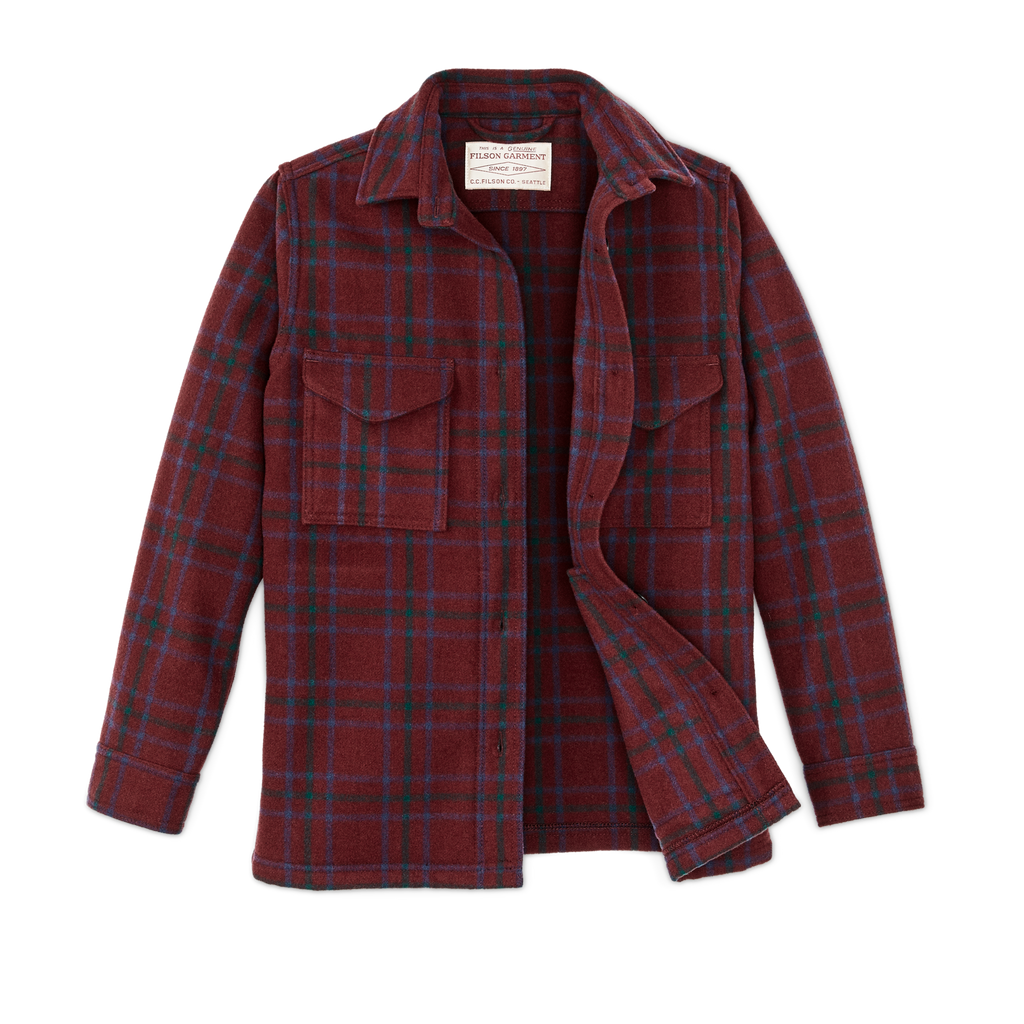 Women's Wool Jac-shirt - Deep Red Blue Green