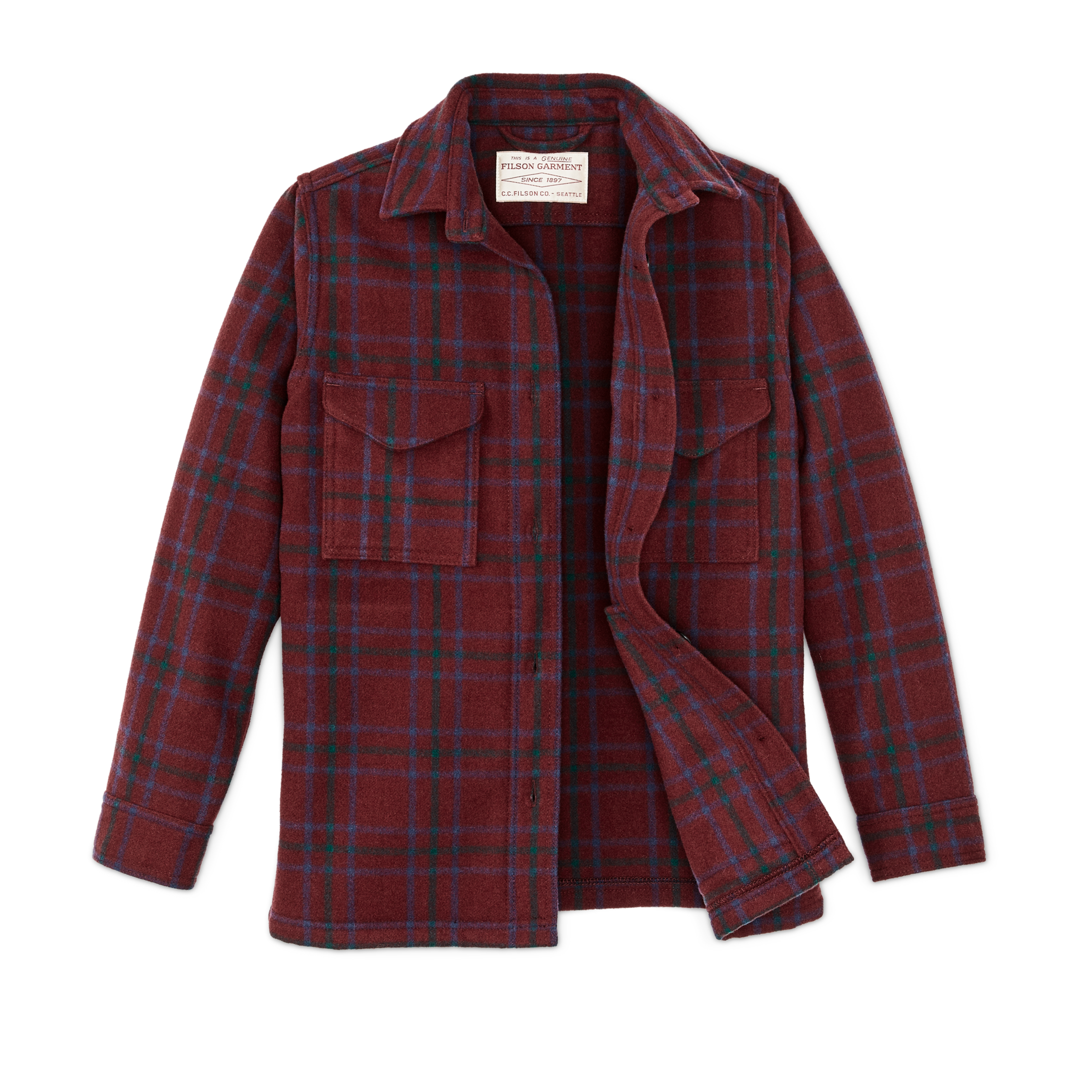 Women's Wool Jac-shirt - Deep Red Blue Green