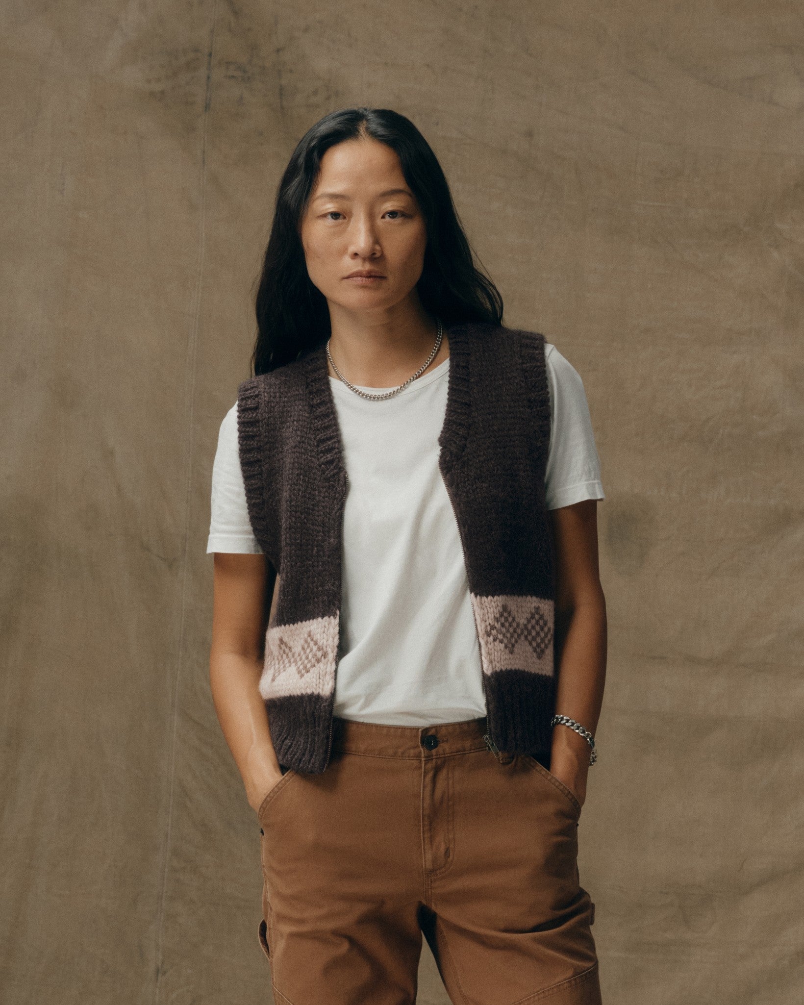 Women's Wool Vest - Dark Brown