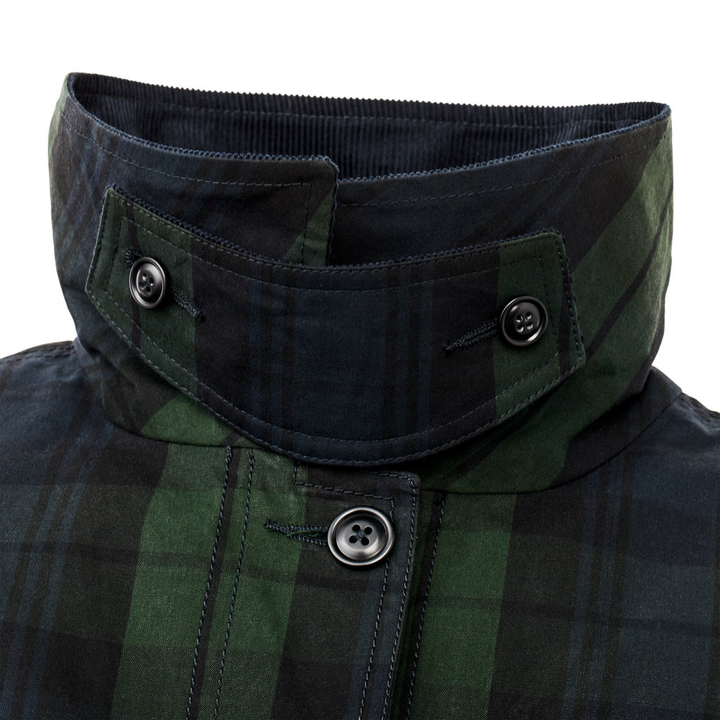 Women's Dry Waxed Long Cruiser - Black / Green Plaid