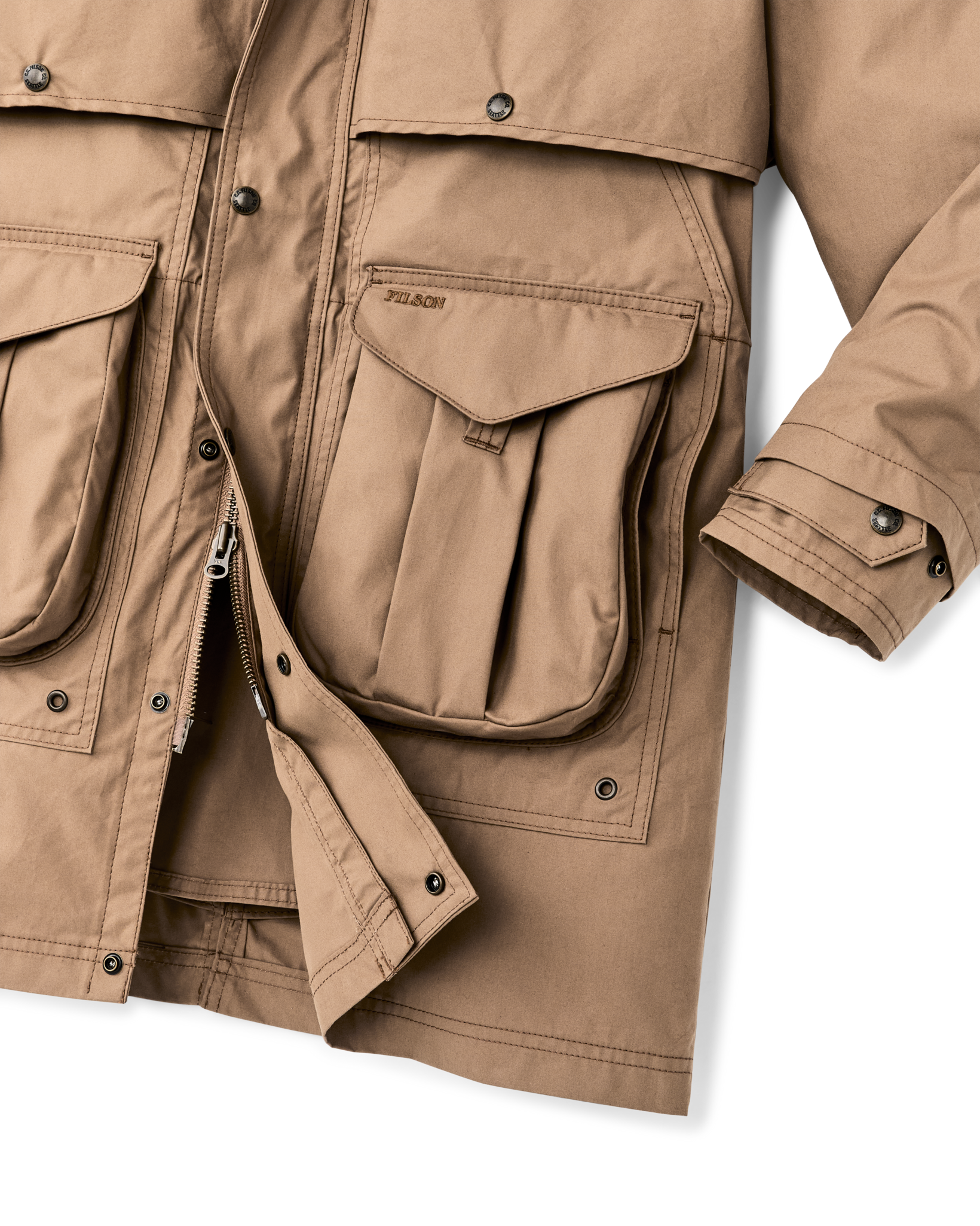 Women's Aviator Cloth Long Raincoat - Dark Tan